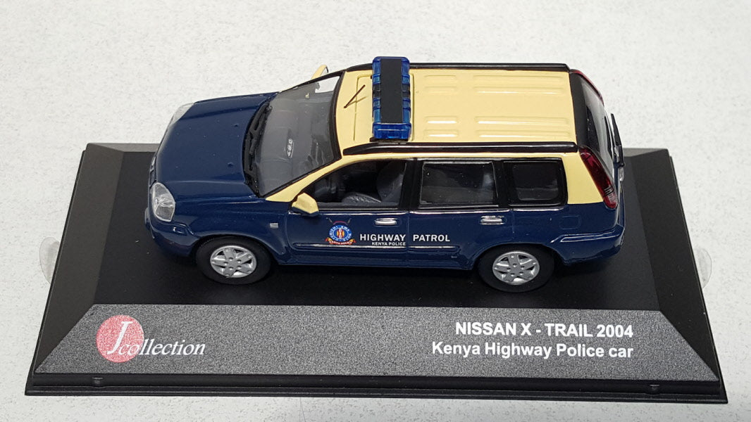 J-Collection Nissan X-Trail Kenya Highway Police Blauw 2004 - Schaal 1:43