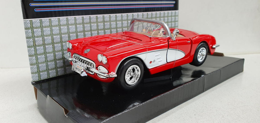 Chevrolet Corvette 1959 Rood-Wit - schaal 1:24