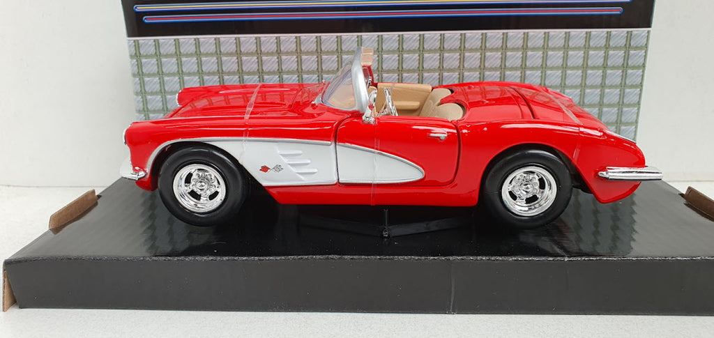 Chevrolet Corvette 1959 Rood-Wit - schaal 1:24