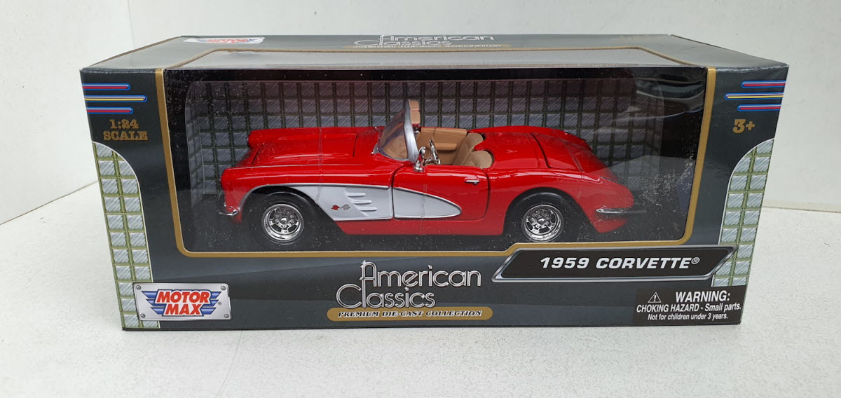Chevrolet Corvette 1959 Rood-Wit - schaal 1:24