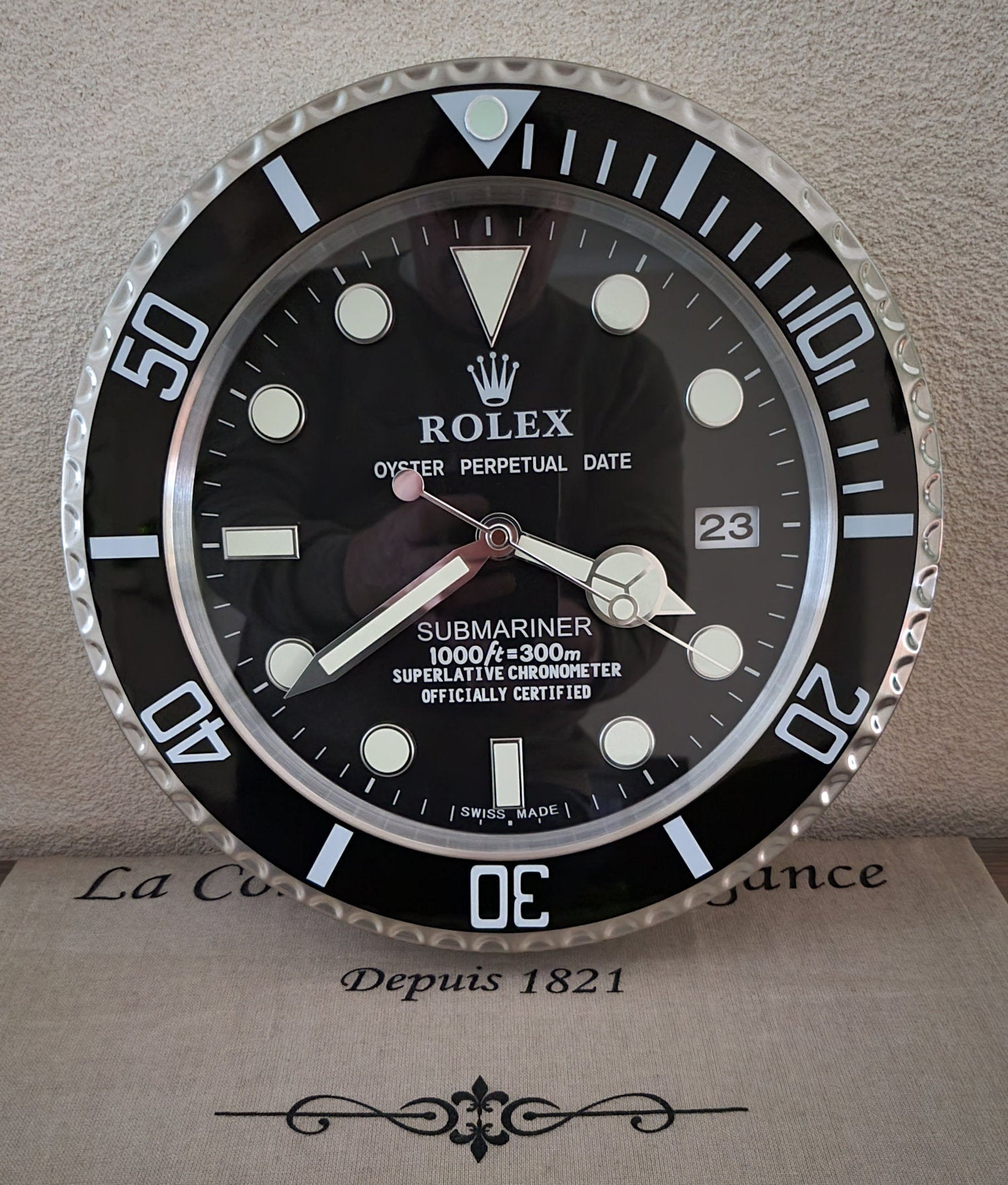 Wandklok Rolex Submariner Zwart 35cm RVS (roestvrij staal)