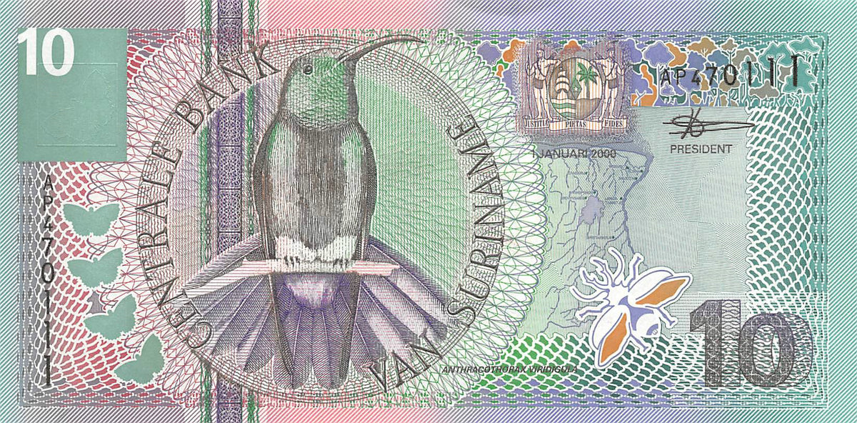 P-147 Suriname 10 Gulden 2000 Unc
