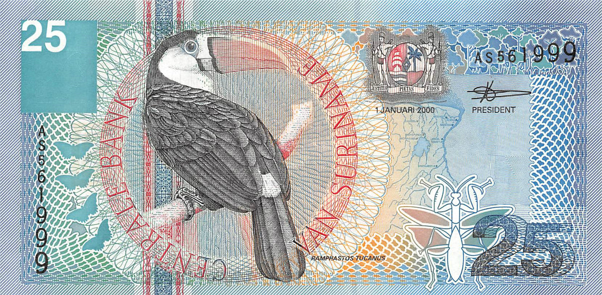 P-148 Suriname 25 Gulden 2000 Unc