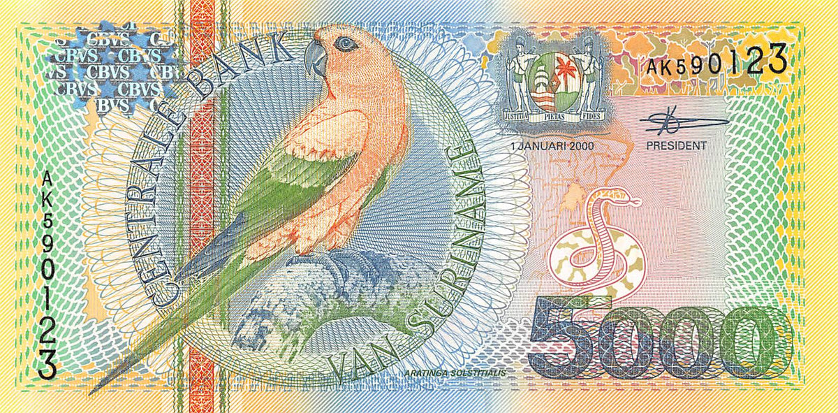 P-152 Suriname 5.000 Gulden 2000 Unc