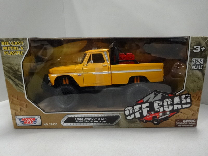 MotorMax Chevrolet Apache Fleetside Pickup Geel 1966 - Schaal 1:24