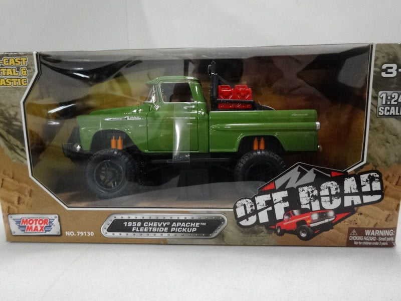 MotorMax Chevrolet Apache Fleetside Pickup Groen 1958 - Schaal 1:24