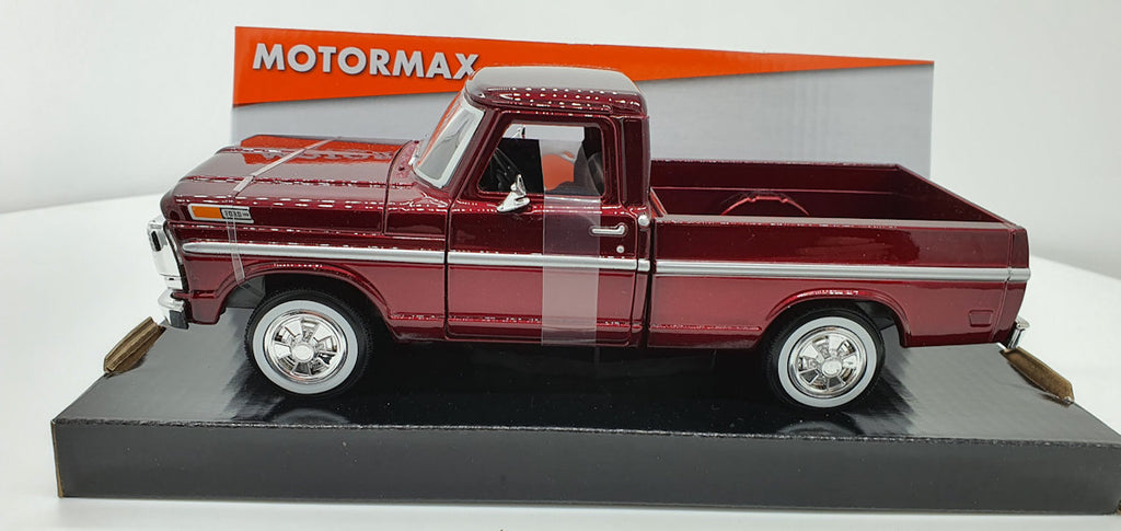 MotorMax Ford F-100 PickUp Donkerrood metallic 1969 - Schaal 1:24