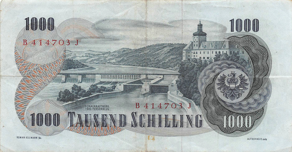P-141a Austria 1000 Schilling 1961 Vf