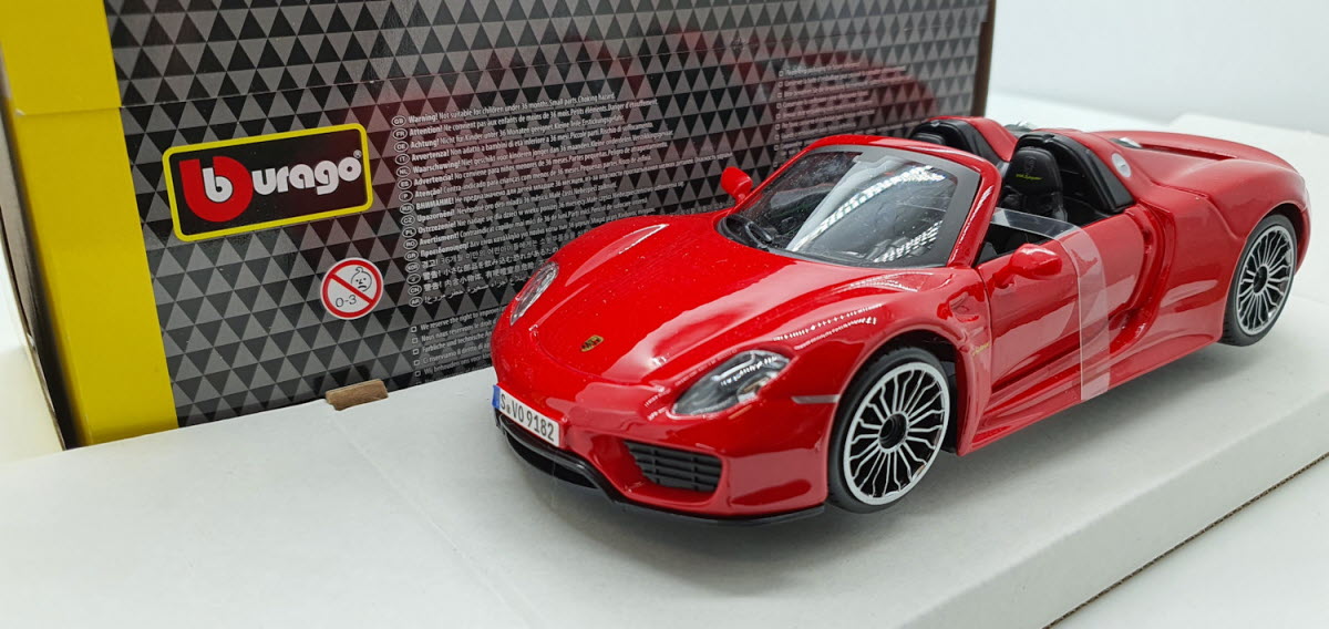 Bburago Porsche 918 Spyder Rood 2015 - Schaal 1:24