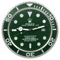 Wandklok Rolex Submariner groen-groen (Hulk), 35cm RVS (roestvrij staal)