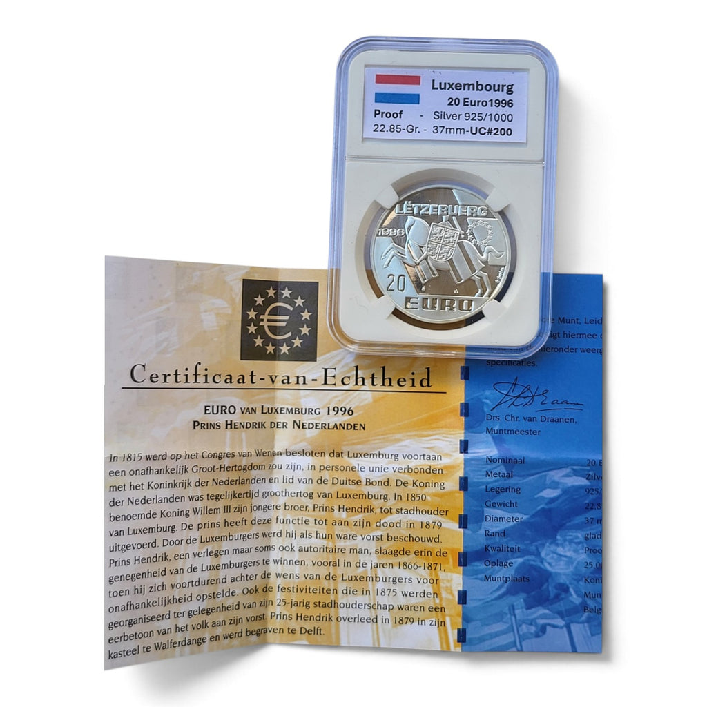 1996 - Luxemburg 20 ECU - Henri Prins-Luitenant - Zilver - Proof