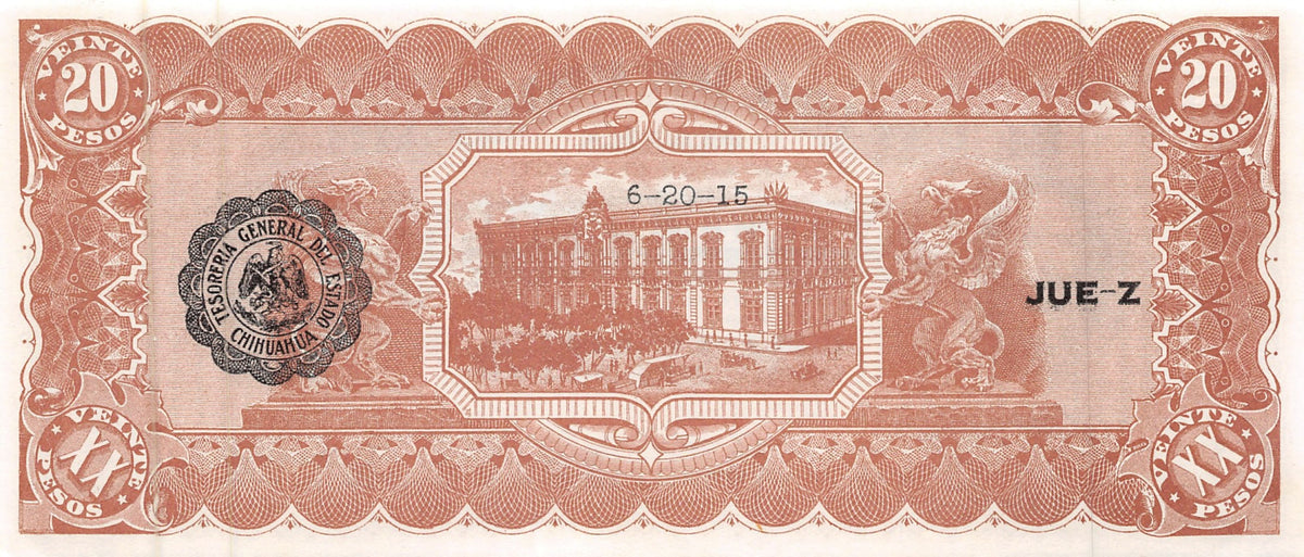 P-S537b.8 Mexico Estado de Chihuahua 20 Pesos 1915 Unc