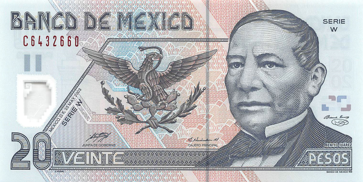 P-116d.2 Mexico 20 Pesos 2003 Unc Polymer