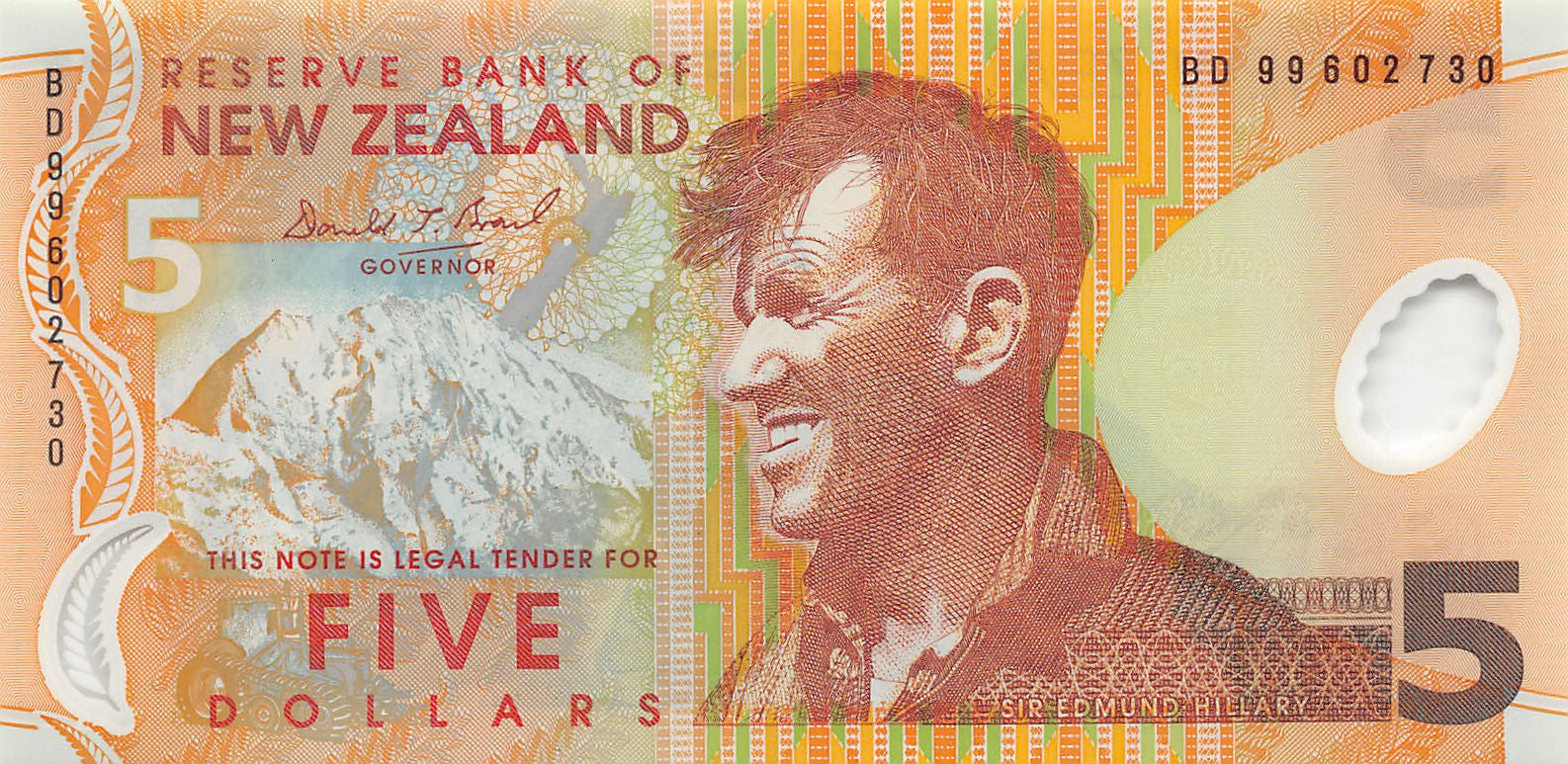 P-185a New Zealand 5 Dollars 1999 Unc