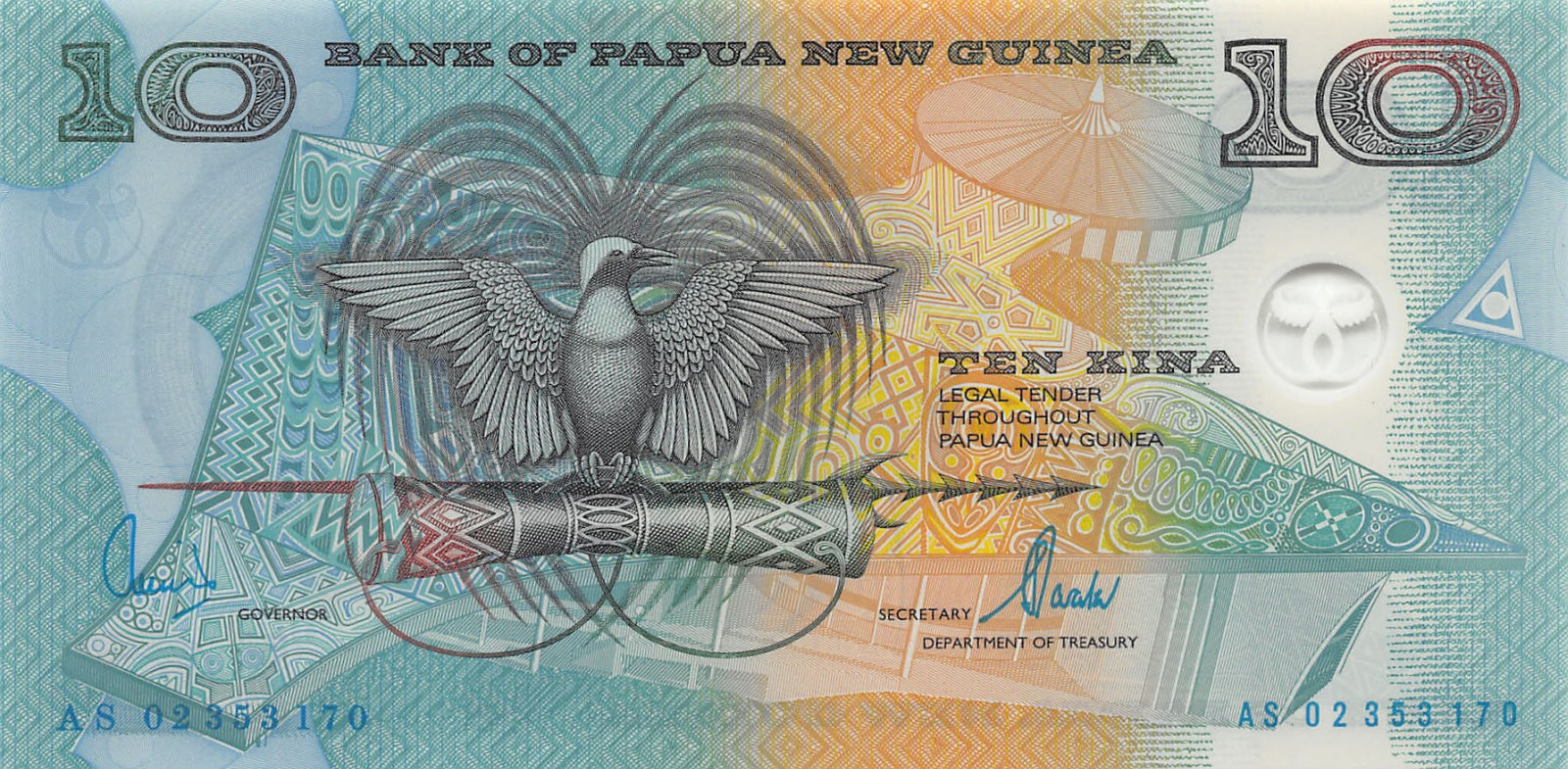 P-026b Papua New Guinea 10 Kina 2002 Unc
