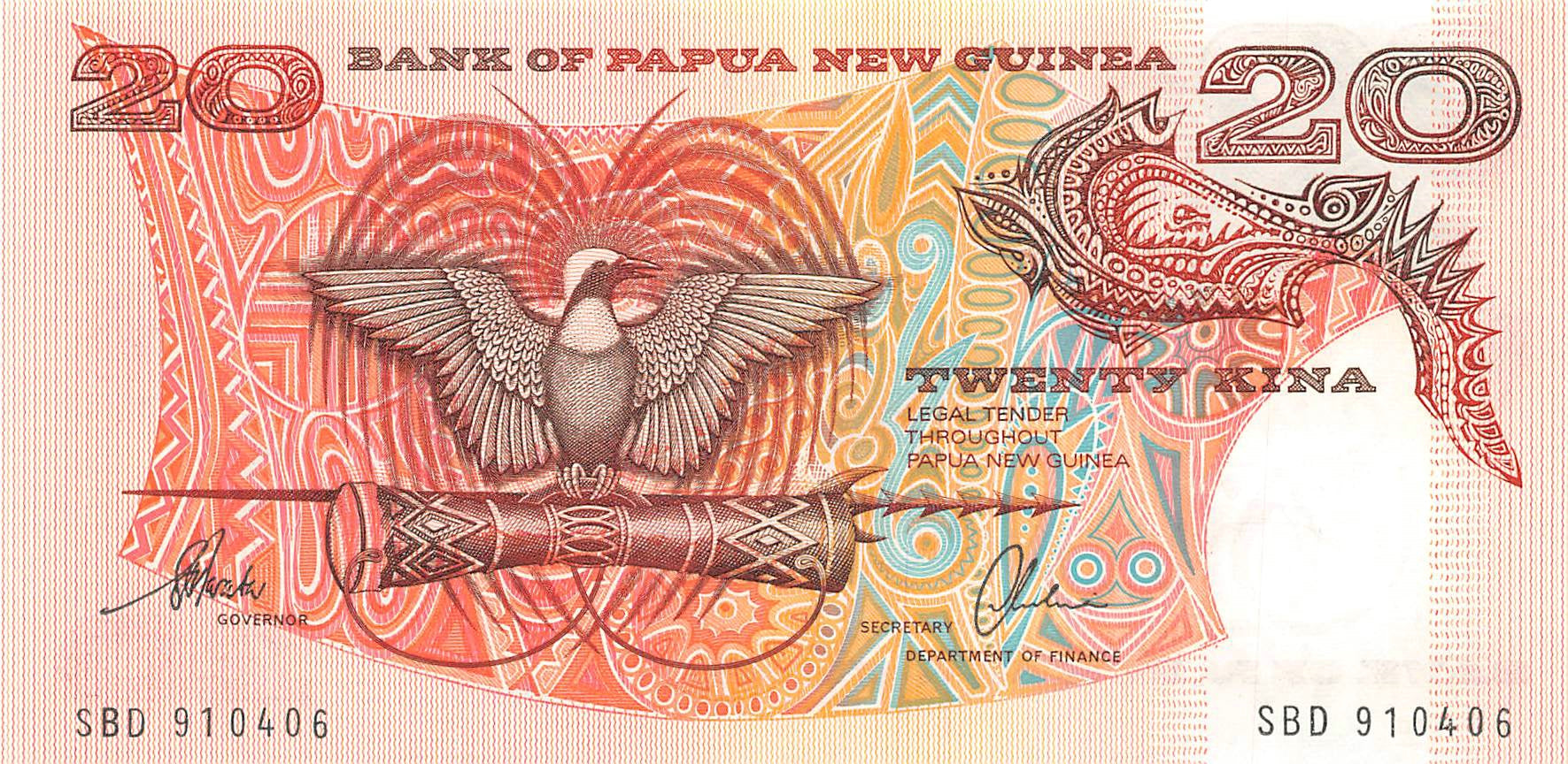 P-010b.2 Papua New Guinea 20 Kina 1996 Unc