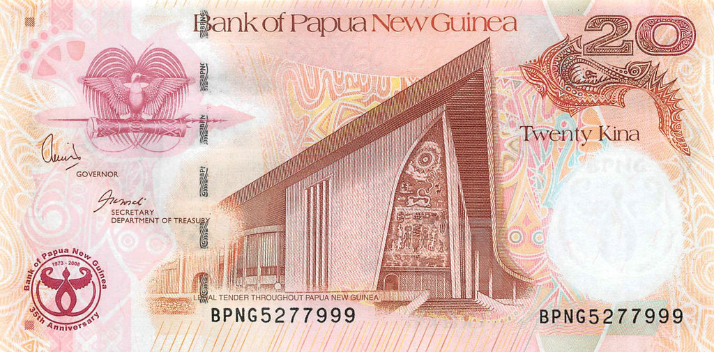 P-036a Papua New Guinea 20 Kina 2008 Unc