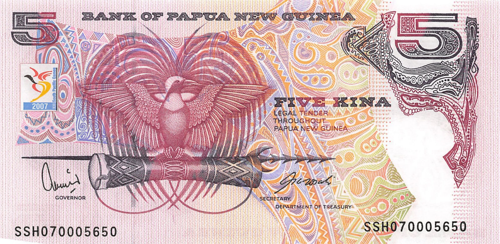 P-034 Papua New Guinea 5 Kina 2007 Unc