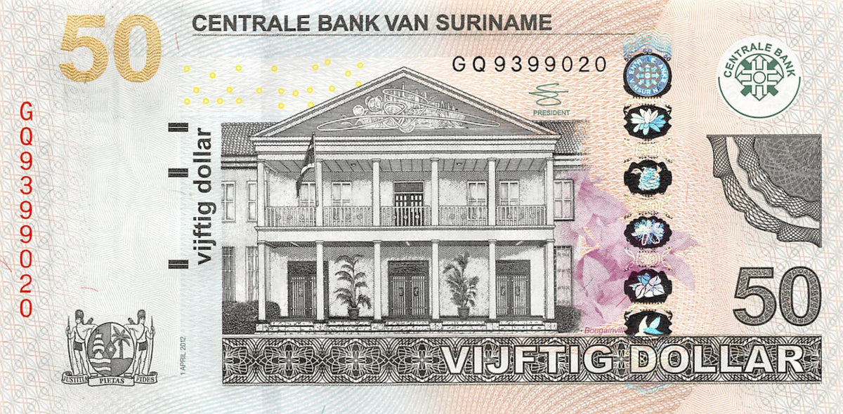 P-165b Suriname 50 Dollars 2012 Unc