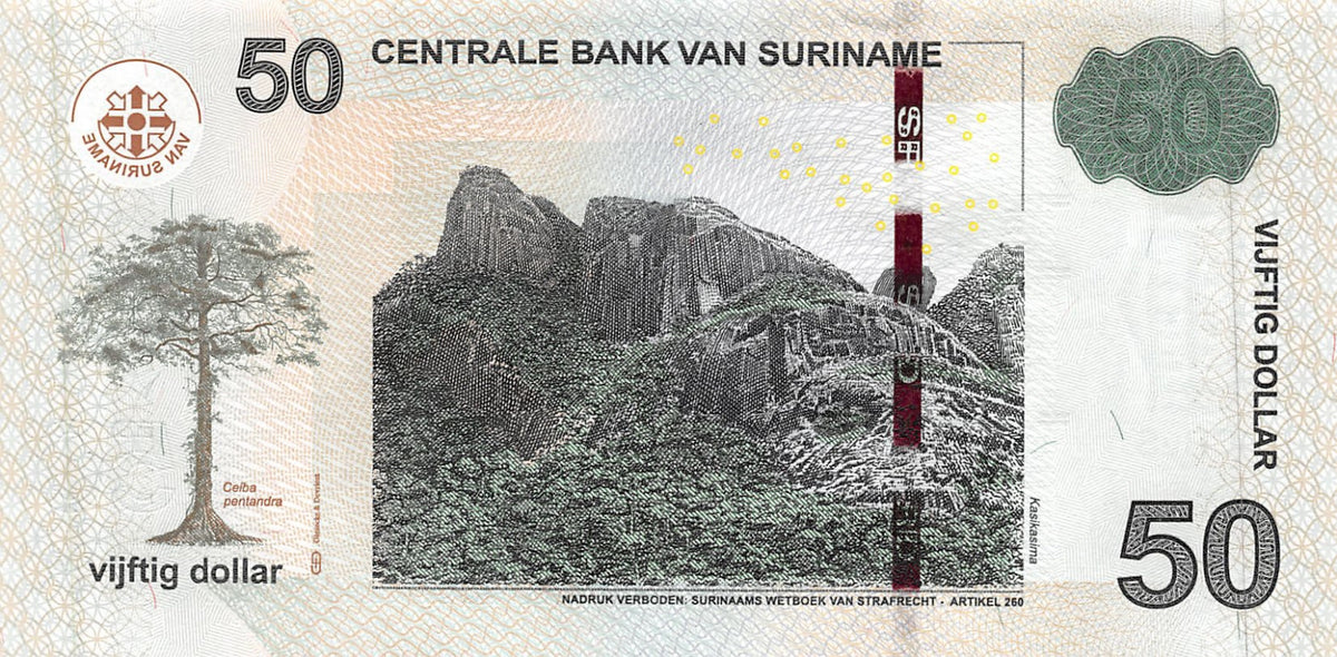 P-165b Suriname 50 Dollars 2012 Unc