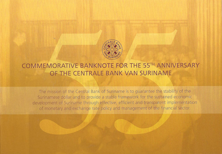 P-167 Suriname 50 Dollars 2012 55 Years Centrale Bank van Suriname Unc