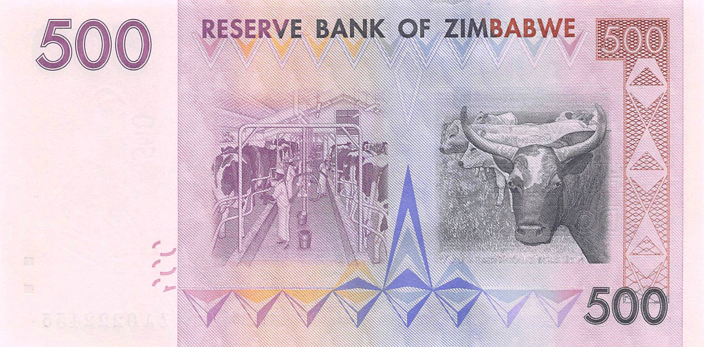 P-70r - Zimbabwe 500 Dollars 2007 Unc Replacement