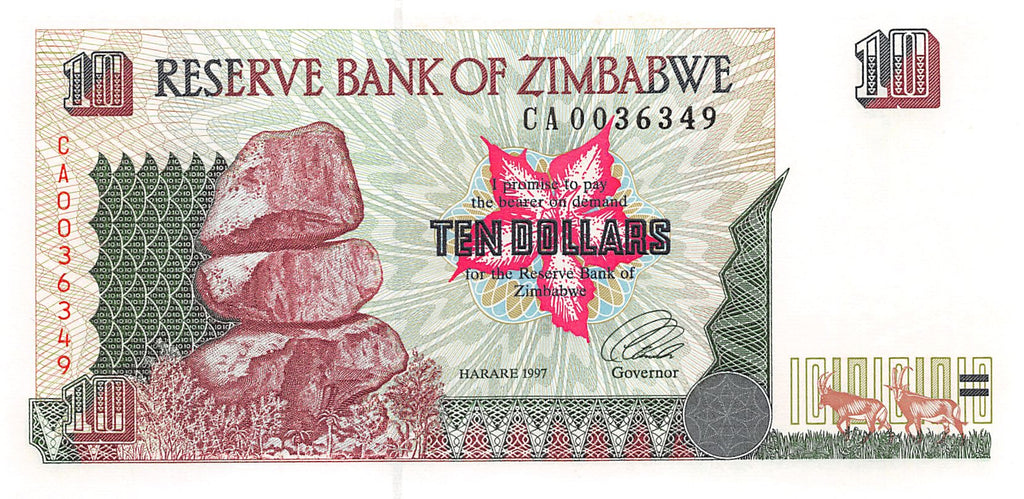 P-6a - Zimbabwe 10 Dollars 1997 Unc