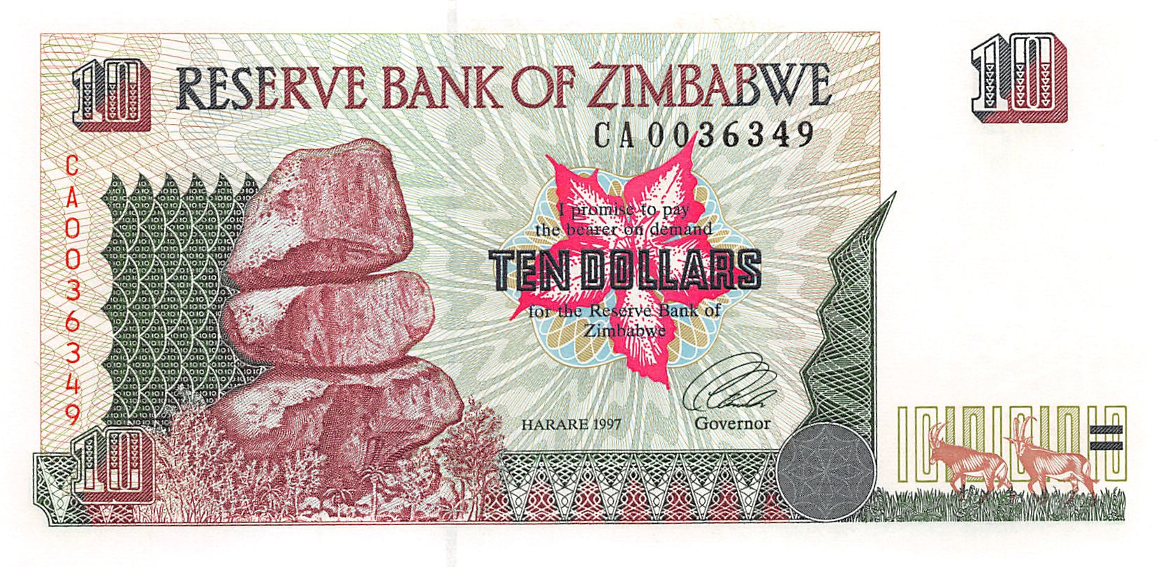 P-6a - Zimbabwe 10 Dollars 1997 Unc