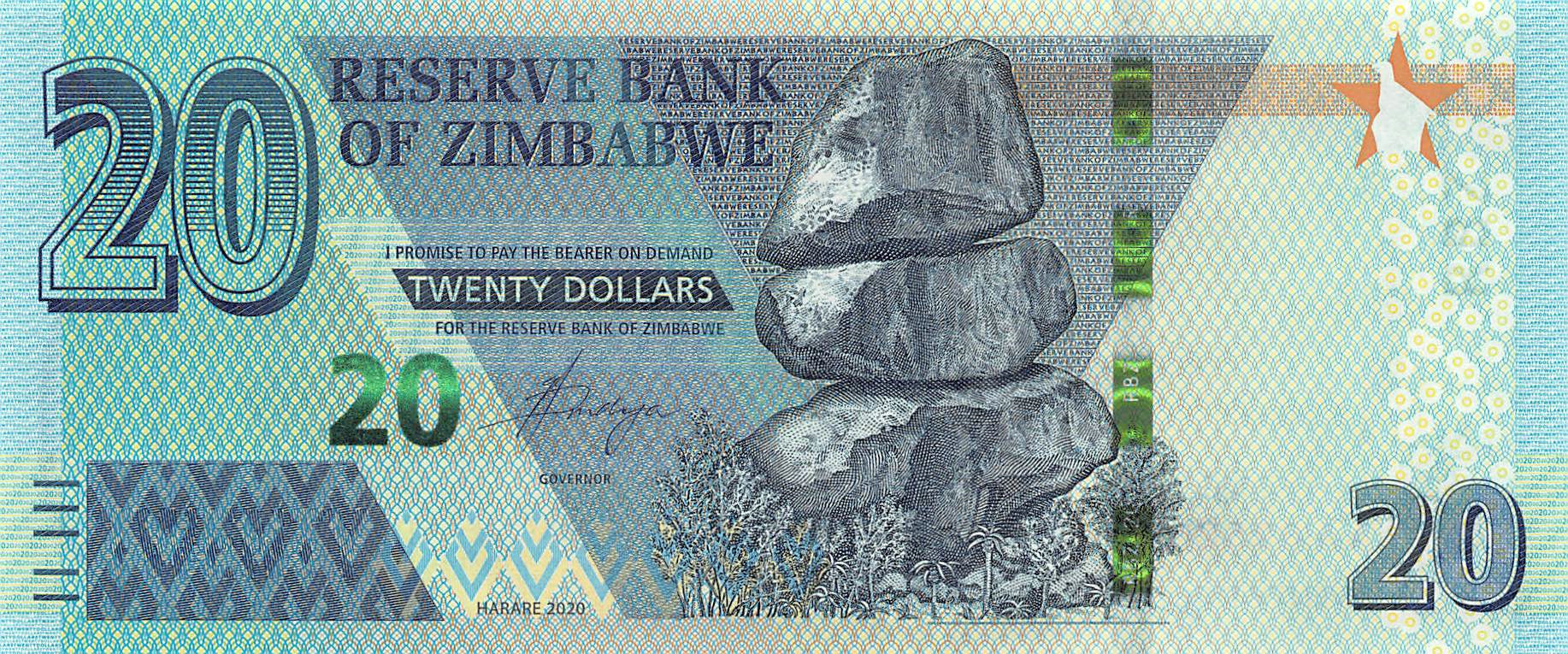 P-104a - Zimbabwe 20 Dollars 2020 Unc