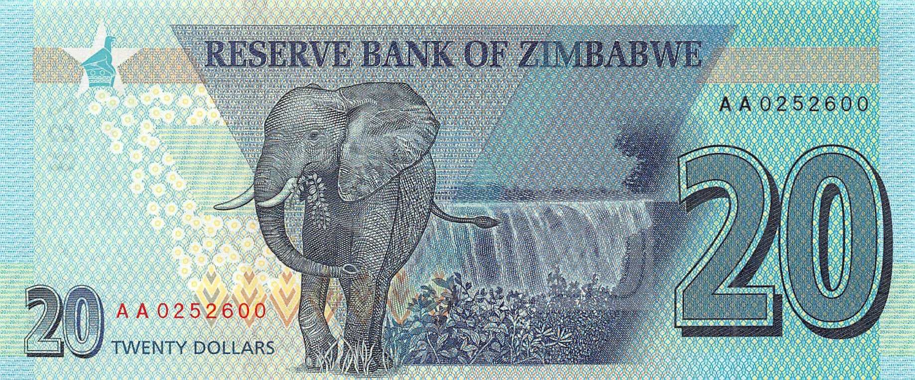 P-104a - Zimbabwe 20 Dollars 2020 Unc
