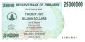 P-56 - Zimbabwe 25.000.000 Dollars 2008 Bearer Cheque Unc