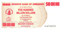 P-60 - Zimbabwe 500.000.000 Dollars 2008 Bearer Cheque Unc
