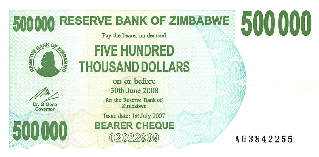 P-051 - Zimbabwe 500.000 Dollars 2006 Bearer Cheque Unc