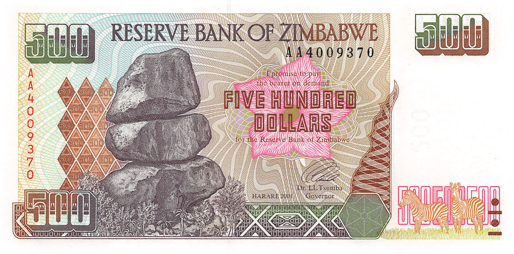 P-011a - Zimbabwe 500 Dollars 2001 Unc