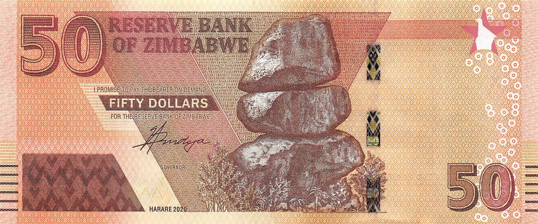 P-105a - Zimbabwe 50 Dollars 2020 Unc