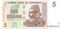 P-66 - Zimbabwe 5 Dollars 2007 Unc