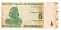 P-93a - Zimbabwe 5 Dollars 2009 Unc