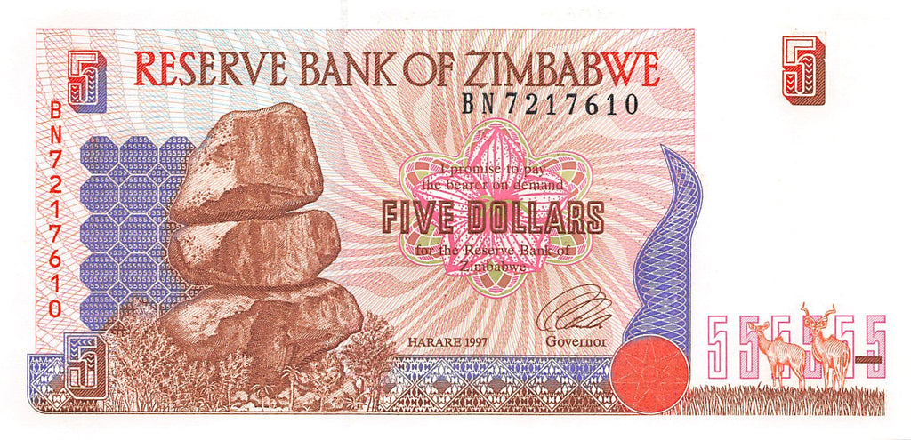 P-5b - Zimbabwe 5 Dollars 1997 Vf
