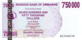 P-52 - Zimbabwe 750.000 Dollars 2007 Bearer Cheque Unc