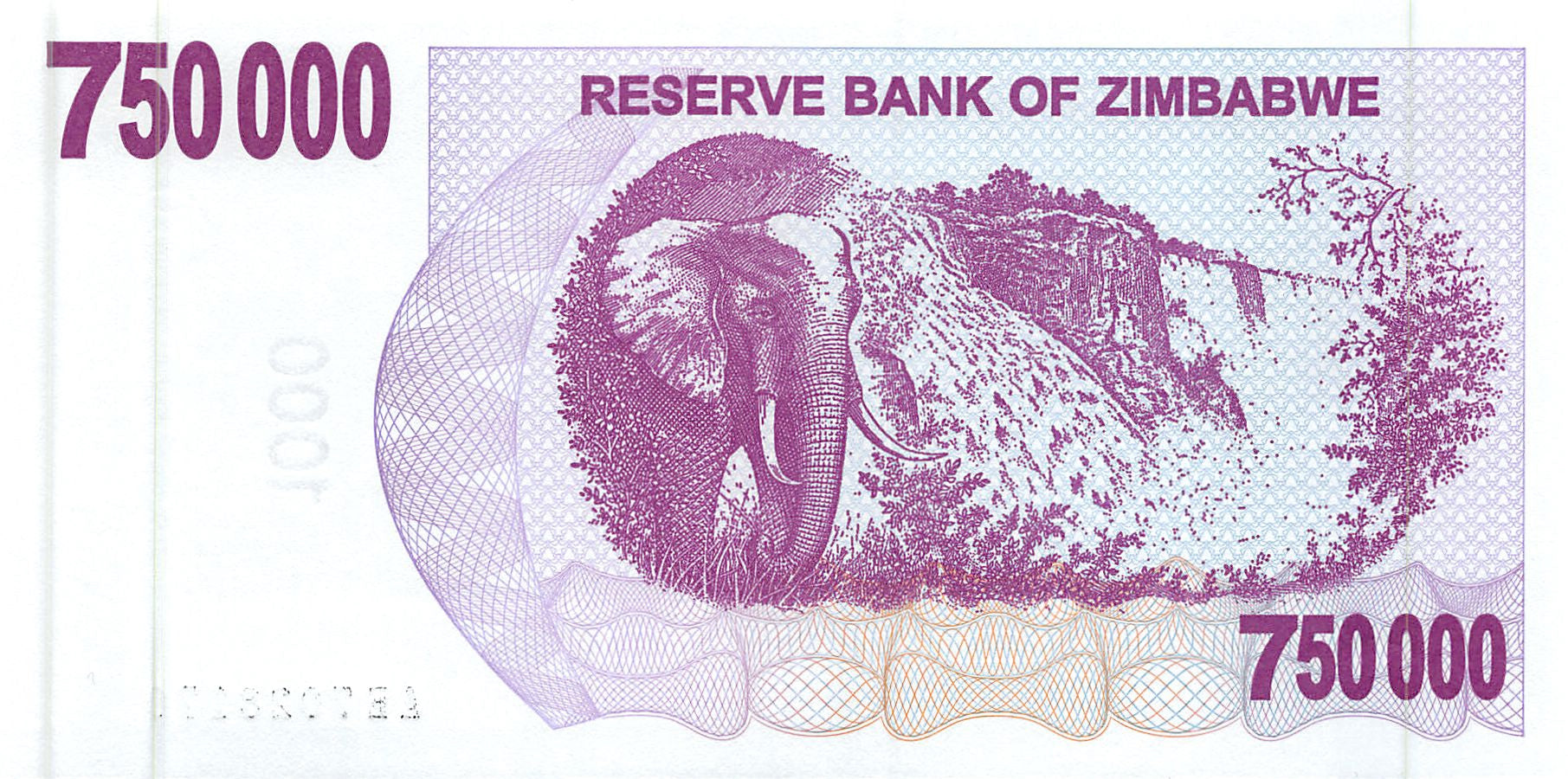 P-52 - Zimbabwe 750.000 Dollars 2007 Bearer Cheque Unc
